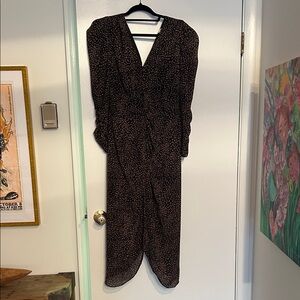 Astr Black and Brown Long Sleeve Dress